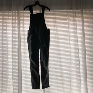 Faux leather overalls